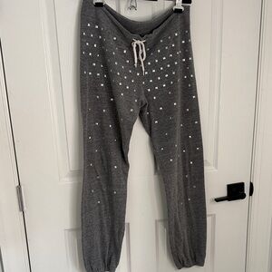Monrow Gray Sweatpants with Silver Studs